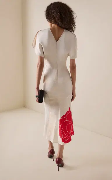 Victoria Beckham Rose-Print Satin Midi Dress | Thumbnail 4 Victoria Beckham Rose-Print Satin Midi Dress | Thumbnail 4