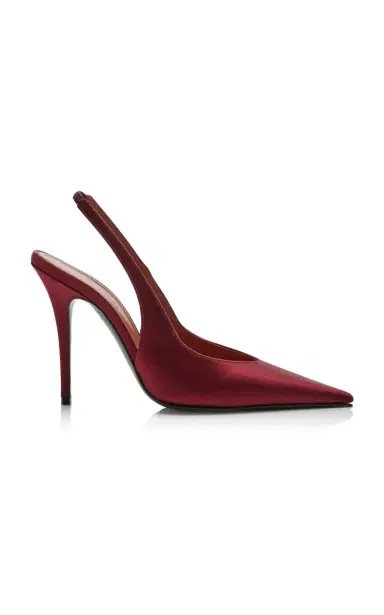 Amina Muaddi Anok Satin Slingback Pumps | Thumbnail 1 Amina Muaddi Anok Satin Slingback Pumps | Thumbnail 1