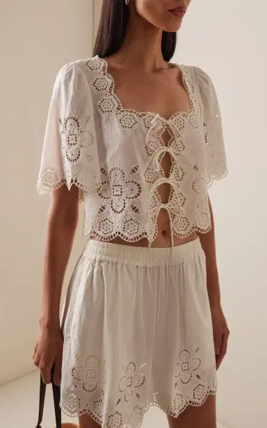 Sea Babette Eyelet Cotton Tie-Front Top | Thumbnail 2 Sea Babette Eyelet Cotton Tie-Front Top | Thumbnail 2