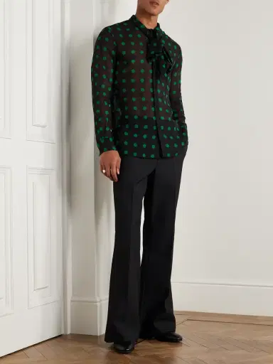 Valentino Garavani Polka-Dot Silk-Georgette Shirt - Men | Thumbnail 2 Valentino Garavani Polka-Dot Silk-Georgette Shirt - Men | Thumbnail 2