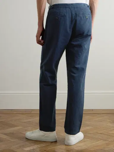 MR P. Mike Straight-Leg Organic Cotton and Linen-Blend Twill Trousers - Men | Thumbnail 4 MR P. Mike Straight-Leg Organic Cotton and Linen-Blend Twill Trousers - Men | Thumbnail 4
