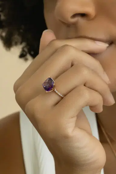 LISA NIK Amethyst Diamond Ring | Thumbnail 4 LISA NIK Amethyst Diamond Ring | Thumbnail 4