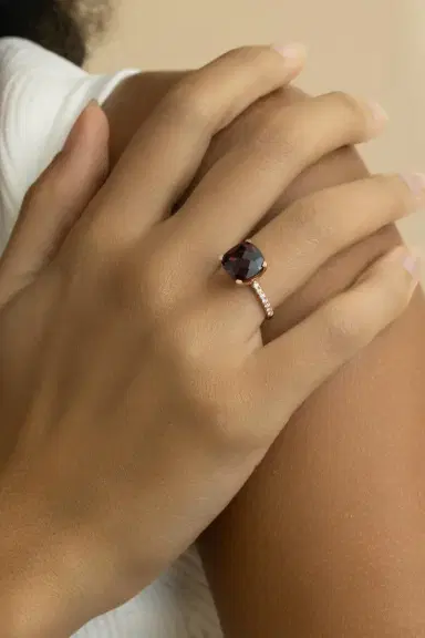 LISA NIK Garnet Diamond Cushion Ring | Thumbnail 3 LISA NIK Garnet Diamond Cushion Ring | Thumbnail 3