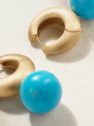 Irene Neuwirth Gumball Puffed Huggies 18-karat Gold Turquoise Earrings | Thumbnail 3 Irene Neuwirth Gumball Puffed Huggies 18-karat Gold Turquoise Earrings | Thumbnail 3