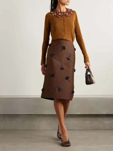 SHUSHU/TONG Embellished Appliquéd Duchesse-satin Midi Skirt | Thumbnail 2 SHUSHU/TONG Embellished Appliquéd Duchesse-satin Midi Skirt | Thumbnail 2
