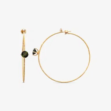 MATTIA CIELO Mattia Cielo Rugiada Pietre 18K Rose Gold & Titanium Diamond & Green Tourmaline Hoop Earrings by The Solist | Thumbnail 3 MATTIA CIELO Mattia Cielo Rugiada Pietre 18K Rose Gold & Titanium Diamond & Green Tourmaline Hoop Earrings by The Solist | Thumbnail 3