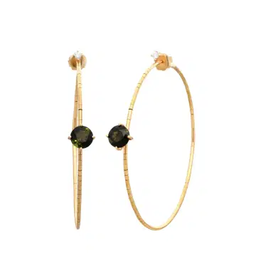 MATTIA CIELO Mattia Cielo Rugiada Pietre 18K Rose Gold & Titanium Diamond & Green Tourmaline Hoop Earrings by The Solist | Thumbnail 1 MATTIA CIELO Mattia Cielo Rugiada Pietre 18K Rose Gold & Titanium Diamond & Green Tourmaline Hoop Earrings by The Solist | Thumbnail 1