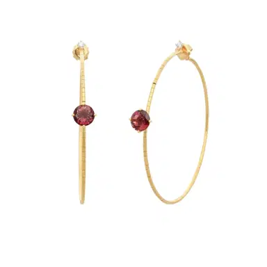 MATTIA CIELO Mattia Cielo Rugiada Pietre 18K Rose Gold & Titanium Diamond & Pink Tourmaline Hoop Earrings by The Solist | Thumbnail 1 MATTIA CIELO Mattia Cielo Rugiada Pietre 18K Rose Gold & Titanium Diamond & Pink Tourmaline Hoop Earrings by The Solist | Thumbnail 1
