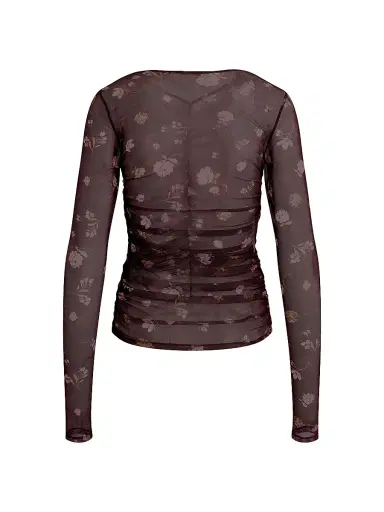 Favorite Daughter Women's Party Floral Mesh Ruched V-neck Top | Thumbnail 3 Favorite Daughter Women's Party Floral Mesh Ruched V-neck Top | Thumbnail 3
