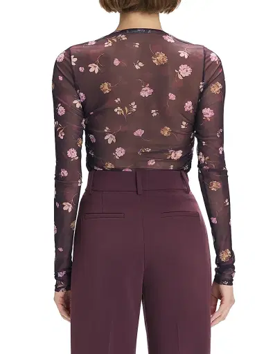 Favorite Daughter Women's Party Floral Mesh Ruched V-neck Top | Thumbnail 6 Favorite Daughter Women's Party Floral Mesh Ruched V-neck Top | Thumbnail 6