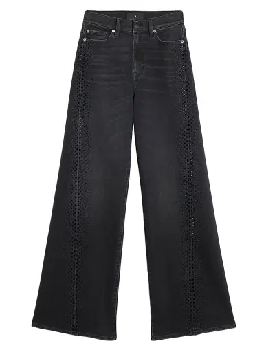 7 For All Mankind Women's Twisted Lotta Rhinestone Wide-Leg Jeans - Bottomline - Size 30 | Thumbnail 1 7 For All Mankind Women's Twisted Lotta Rhinestone Wide-Leg Jeans - Bottomline - Size 30 | Thumbnail 1