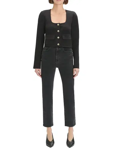 Favorite Daughter Women's The Laura Square-Neck Crop Jacket - Black - Size XS | Thumbnail 2 Favorite Daughter Women's The Laura Square-Neck Crop Jacket - Black - Size XS | Thumbnail 2