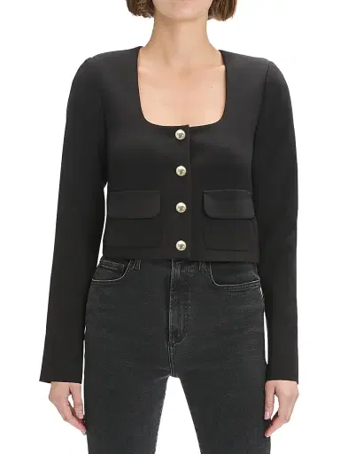 Favorite Daughter Women's The Laura Square-Neck Crop Jacket - Black - Size XS | Thumbnail 4 Favorite Daughter Women's The Laura Square-Neck Crop Jacket - Black - Size XS | Thumbnail 4
