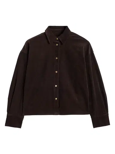 7 For All Mankind Women's Nina Cropped Corduroy Shacket - Corduroy Coffee - Size XL | Thumbnail 1 7 For All Mankind Women's Nina Cropped Corduroy Shacket - Corduroy Coffee - Size XL | Thumbnail 1