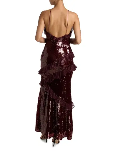 LoveShackFancy Women's Rialto Sequined Ruffled Maxi Dress - Bordeaux | Thumbnail 5 LoveShackFancy Women's Rialto Sequined Ruffled Maxi Dress - Bordeaux | Thumbnail 5