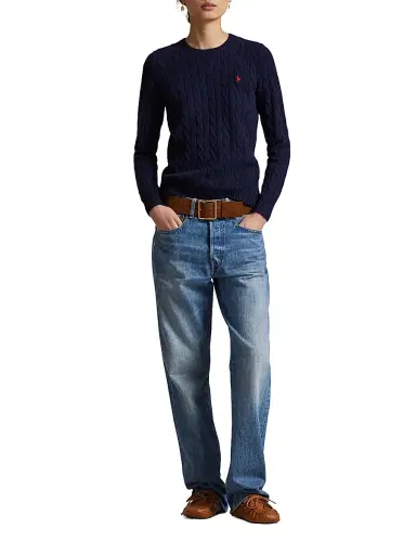 Polo Ralph Lauren Women's Cable-Knit Wool-Cashmere Crewneck Sweater - Hunter Navy | Thumbnail 2 Polo Ralph Lauren Women's Cable-Knit Wool-Cashmere Crewneck Sweater - Hunter Navy | Thumbnail 2