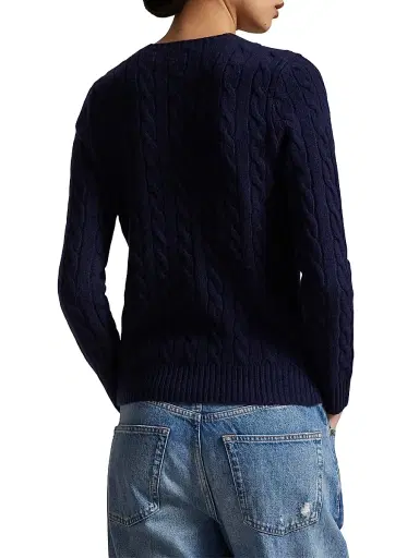 Polo Ralph Lauren Women's Cable-Knit Wool-Cashmere Crewneck Sweater - Hunter Navy | Thumbnail 5 Polo Ralph Lauren Women's Cable-Knit Wool-Cashmere Crewneck Sweater - Hunter Navy | Thumbnail 5