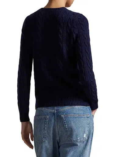 Polo Ralph Lauren Women's Cable-Knit Wool-Cashmere Crewneck Sweater - Hunter Navy | Thumbnail 6 Polo Ralph Lauren Women's Cable-Knit Wool-Cashmere Crewneck Sweater - Hunter Navy | Thumbnail 6