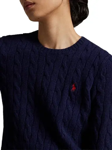 Polo Ralph Lauren Women's Cable-Knit Wool-Cashmere Crewneck Sweater - Hunter Navy | Thumbnail 7 Polo Ralph Lauren Women's Cable-Knit Wool-Cashmere Crewneck Sweater - Hunter Navy | Thumbnail 7