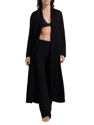 Natori Women's Himalaya Jersey Belted Robe - Black | Thumbnail 3 Natori Women's Himalaya Jersey Belted Robe - Black | Thumbnail 3