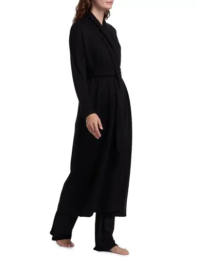 Natori Women's Himalaya Jersey Belted Robe - Black | Thumbnail 4 Natori Women's Himalaya Jersey Belted Robe - Black | Thumbnail 4