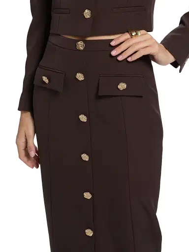 Generation Love Women's Randall Crepe Midi-Skirt - Brown | Thumbnail 6 Generation Love Women's Randall Crepe Midi-Skirt - Brown | Thumbnail 6