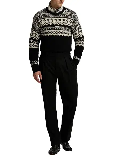 Ralph Lauren Purple Label Men's Wool Flannel Trousers - Black | Thumbnail 2 Ralph Lauren Purple Label Men's Wool Flannel Trousers - Black | Thumbnail 2