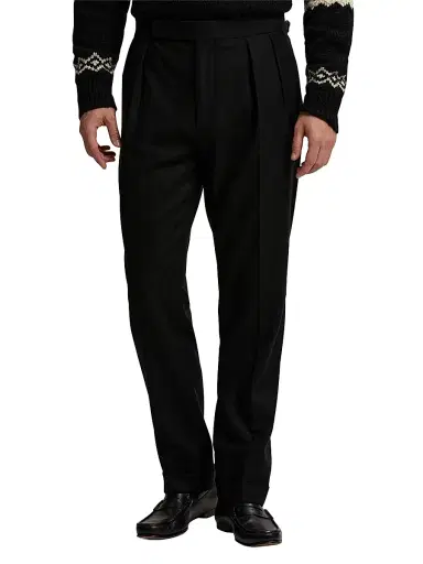 Ralph Lauren Purple Label Men's Wool Flannel Trousers - Black | Thumbnail 3 Ralph Lauren Purple Label Men's Wool Flannel Trousers - Black | Thumbnail 3