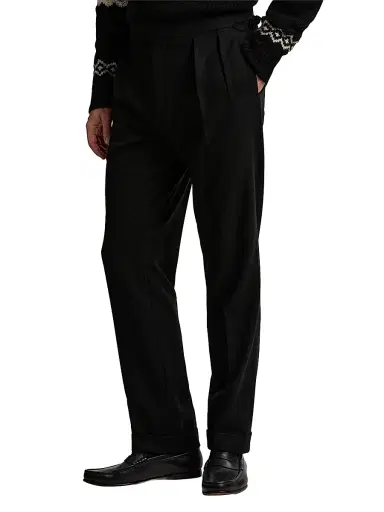 Ralph Lauren Purple Label Men's Wool Flannel Trousers - Black | Thumbnail 4 Ralph Lauren Purple Label Men's Wool Flannel Trousers - Black | Thumbnail 4