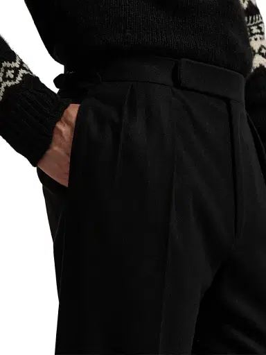 Ralph Lauren Purple Label Men's Wool Flannel Trousers - Black | Thumbnail 6 Ralph Lauren Purple Label Men's Wool Flannel Trousers - Black | Thumbnail 6
