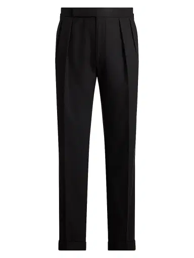 Ralph Lauren Purple Label Men's Wool Flannel Trousers - Black | Thumbnail 1 Ralph Lauren Purple Label Men's Wool Flannel Trousers - Black | Thumbnail 1