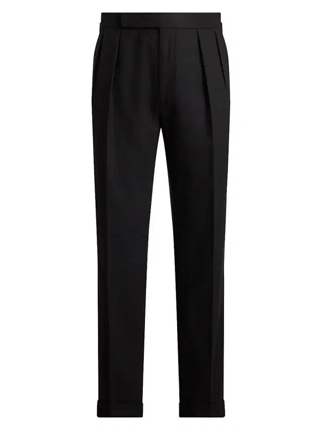 Men's Wool Flannel Trousers - Black Men's Wool Flannel Trousers - Black