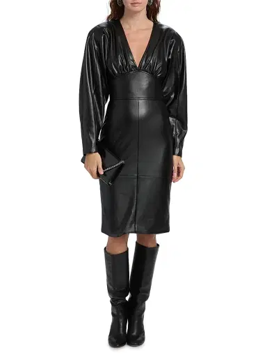 Ronny Kobo Women's Cindie Faux-Leather Knee-Length Dress - Black | Thumbnail 3 Ronny Kobo Women's Cindie Faux-Leather Knee-Length Dress - Black | Thumbnail 3