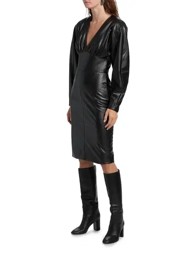 Ronny Kobo Women's Cindie Faux-Leather Knee-Length Dress - Black | Thumbnail 4 Ronny Kobo Women's Cindie Faux-Leather Knee-Length Dress - Black | Thumbnail 4