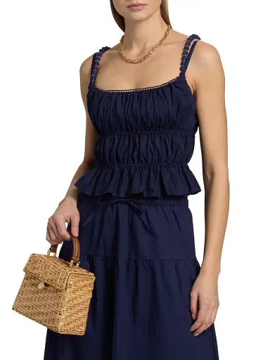 Peixoto Women's Amelia Ruffle Crop Top - Navy | Thumbnail 3 Peixoto Women's Amelia Ruffle Crop Top - Navy | Thumbnail 3
