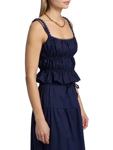 Peixoto Women's Amelia Ruffle Crop Top - Navy | Thumbnail 4 Peixoto Women's Amelia Ruffle Crop Top - Navy | Thumbnail 4