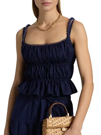 Peixoto Women's Amelia Ruffle Crop Top - Navy | Thumbnail 6 Peixoto Women's Amelia Ruffle Crop Top - Navy | Thumbnail 6