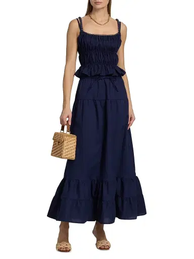 Peixoto Women's Rily Tiered Maxi Skirt - Navy | Thumbnail 8 Peixoto Women's Rily Tiered Maxi Skirt - Navy | Thumbnail 8