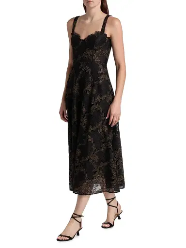 As It May Women's Lola Metallic Lace Midi-Dress - Black Gold | Thumbnail 2 As It May Women's Lola Metallic Lace Midi-Dress - Black Gold | Thumbnail 2