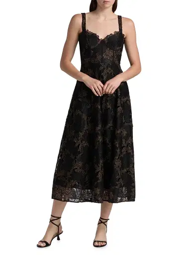 As It May Women's Lola Metallic Lace Midi-Dress - Black Gold | Thumbnail 3 As It May Women's Lola Metallic Lace Midi-Dress - Black Gold | Thumbnail 3