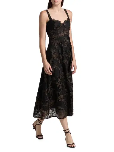 As It May Women's Lola Metallic Lace Midi-Dress - Black Gold | Thumbnail 4 As It May Women's Lola Metallic Lace Midi-Dress - Black Gold | Thumbnail 4
