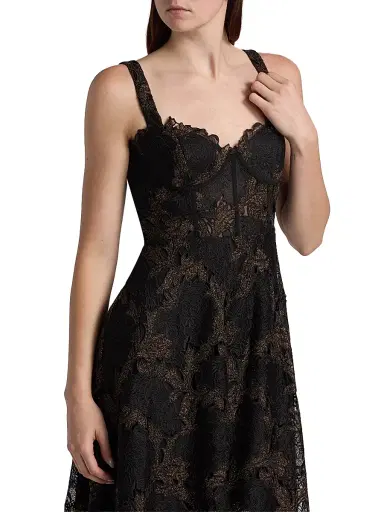 As It May Women's Lola Metallic Lace Midi-Dress - Black Gold | Thumbnail 6 As It May Women's Lola Metallic Lace Midi-Dress - Black Gold | Thumbnail 6