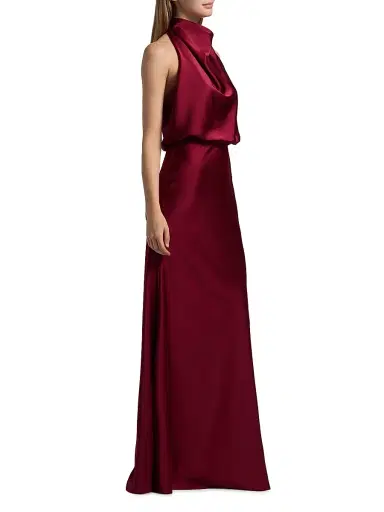 Halston Women's Ada Satin Halter Gown - Ruby - Size 10 | Thumbnail 4 Halston Women's Ada Satin Halter Gown - Ruby - Size 10 | Thumbnail 4