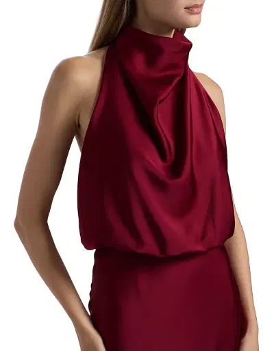 Halston Women's Ada Satin Halter Gown - Ruby - Size 10 | Thumbnail 6 Halston Women's Ada Satin Halter Gown - Ruby - Size 10 | Thumbnail 6