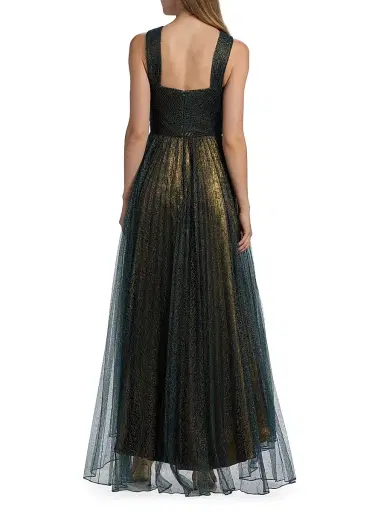Theia Women's Linda Sunburst Pleated Lace High-Low Gown - Poseidon Gold | Thumbnail 5 Theia Women's Linda Sunburst Pleated Lace High-Low Gown - Poseidon Gold | Thumbnail 5