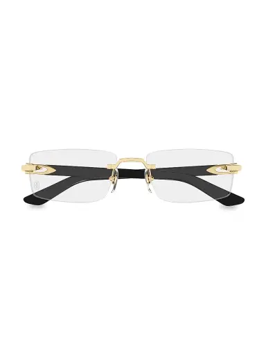 Cartier Men's C Decor 56MM 24K-Gold-Plated Rectangular Optical Eyeglasses - Gold Black | Thumbnail 4 Cartier Men's C Decor 56MM 24K-Gold-Plated Rectangular Optical Eyeglasses - Gold Black | Thumbnail 4