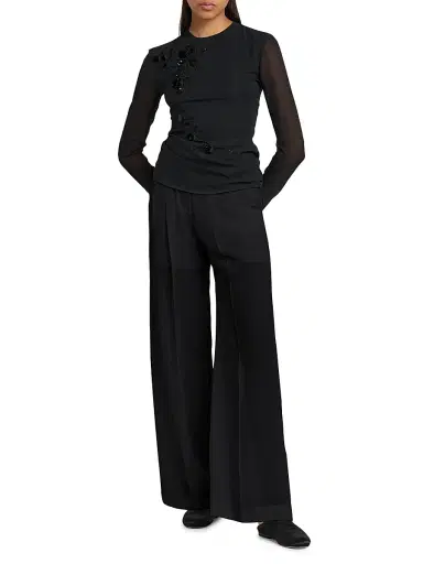 Alberta Ferretti Women's Silk Wide-Leg Trousers | Thumbnail 2 Alberta Ferretti Women's Silk Wide-Leg Trousers | Thumbnail 2