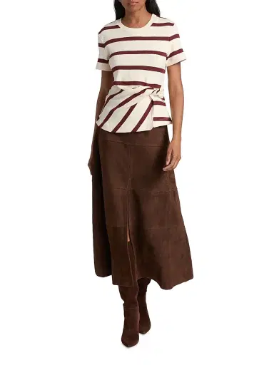 Tanya Taylor Women's Hudson Suede Midi-Skirt - Chocolate | Thumbnail 2 Tanya Taylor Women's Hudson Suede Midi-Skirt - Chocolate | Thumbnail 2