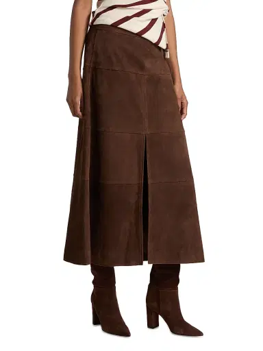 Tanya Taylor Women's Hudson Suede Midi-Skirt - Chocolate | Thumbnail 3 Tanya Taylor Women's Hudson Suede Midi-Skirt - Chocolate | Thumbnail 3