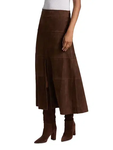 Tanya Taylor Women's Hudson Suede Midi-Skirt - Chocolate | Thumbnail 4 Tanya Taylor Women's Hudson Suede Midi-Skirt - Chocolate | Thumbnail 4